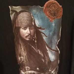 PIRATES of the CARIBBEAN CAPT JACK KIDS  BLACK T SHIRT SZ JR, 11-13